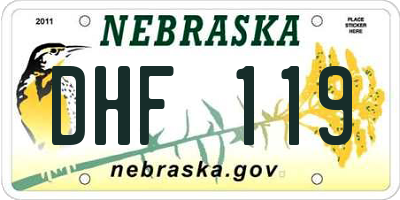 NE license plate DHF119
