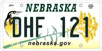 NE license plate DHF121