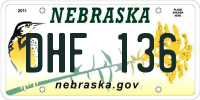 NE license plate DHF136