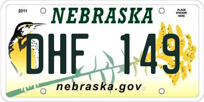 NE license plate DHF149