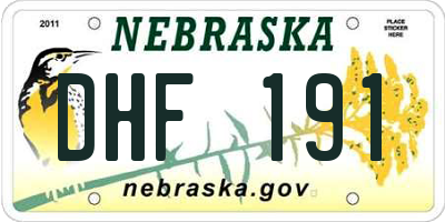 NE license plate DHF191