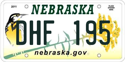NE license plate DHF195