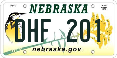 NE license plate DHF201
