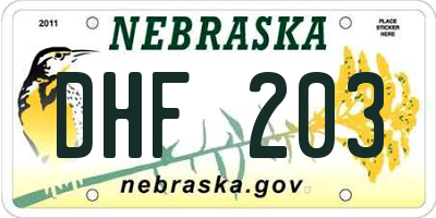 NE license plate DHF203