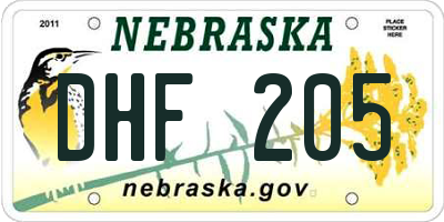 NE license plate DHF205