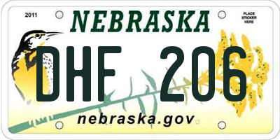 NE license plate DHF206