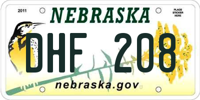 NE license plate DHF208