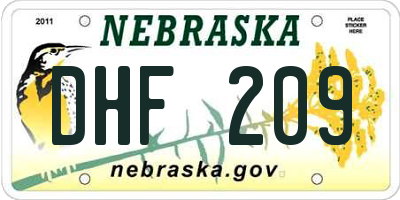 NE license plate DHF209