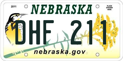 NE license plate DHF211