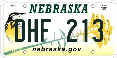 NE license plate DHF213