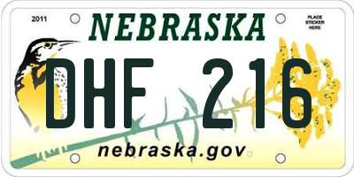 NE license plate DHF216