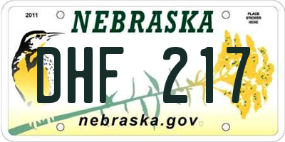 NE license plate DHF217