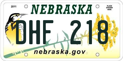 NE license plate DHF218