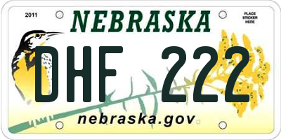 NE license plate DHF222