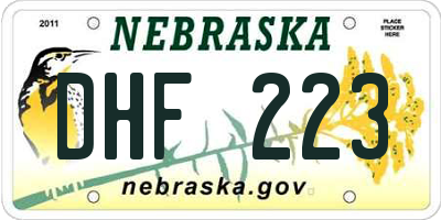 NE license plate DHF223