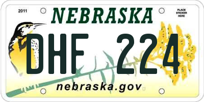 NE license plate DHF224