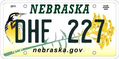 NE license plate DHF227