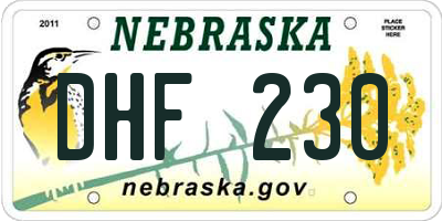 NE license plate DHF230