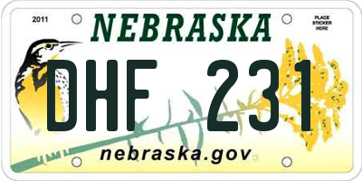 NE license plate DHF231