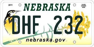 NE license plate DHF232