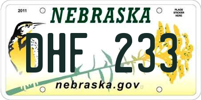 NE license plate DHF233