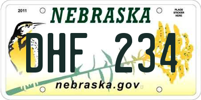NE license plate DHF234