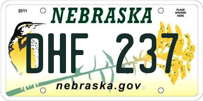 NE license plate DHF237