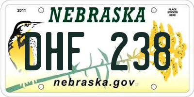 NE license plate DHF238