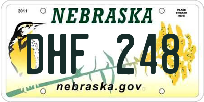 NE license plate DHF248