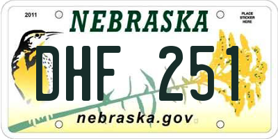 NE license plate DHF251