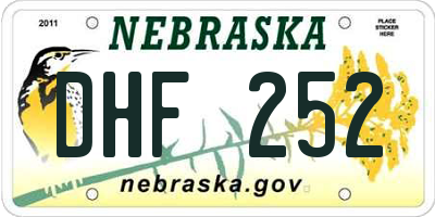 NE license plate DHF252