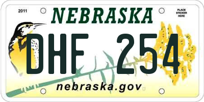 NE license plate DHF254