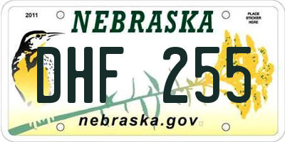 NE license plate DHF255