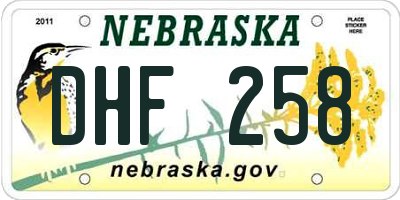 NE license plate DHF258