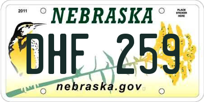 NE license plate DHF259