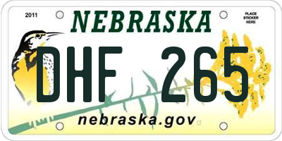 NE license plate DHF265