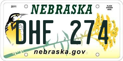 NE license plate DHF274