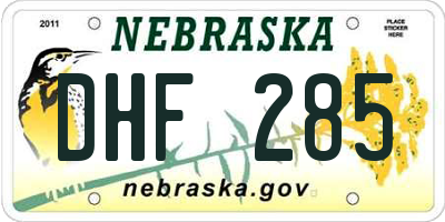 NE license plate DHF285
