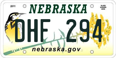 NE license plate DHF294