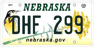 NE license plate DHF299