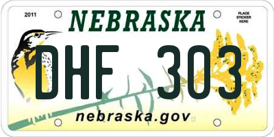 NE license plate DHF303