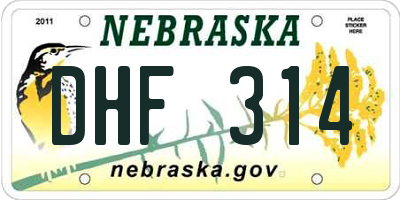 NE license plate DHF314