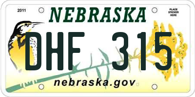NE license plate DHF315