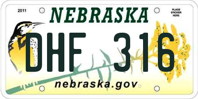NE license plate DHF316