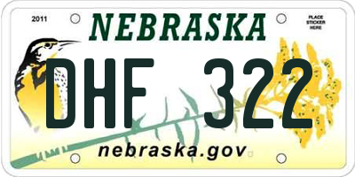 NE license plate DHF322