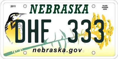 NE license plate DHF333