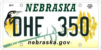 NE license plate DHF350