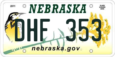 NE license plate DHF353