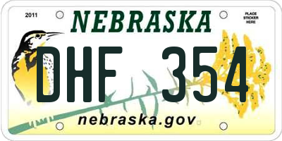 NE license plate DHF354