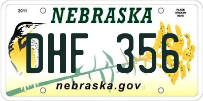 NE license plate DHF356